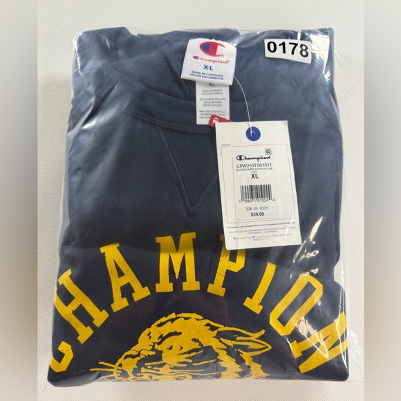 Champion Women's Short Sleeve Fleece Top - Navy Blue XL - Picture 10 of 11